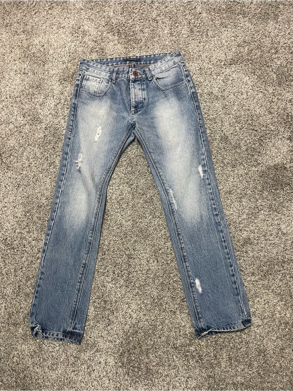 Men's Straight-Leg Light Blue Washed Jeans